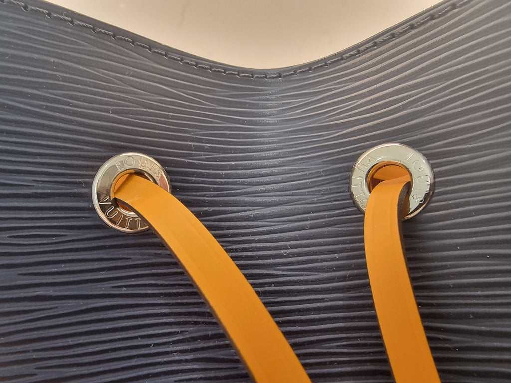 LOUIS VUITTON Indigo Blue & Safran Yellow Epi NeoNoe Leather Bucket Bag - NEW!