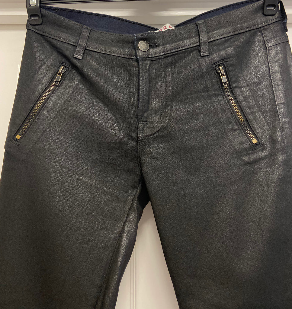 J BRAND Black AGNES STEALTH Cotton Blend Coated Slim Leg Skinny Jeans Pants 27