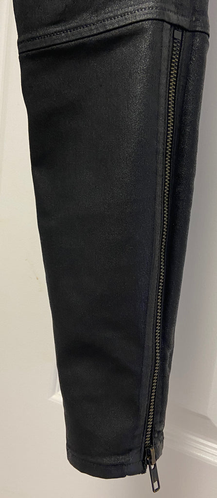 J BRAND Black AGNES STEALTH Cotton Blend Coated Slim Leg Skinny Jeans Pants 27