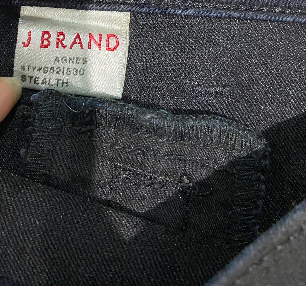 J BRAND Black AGNES STEALTH Cotton Blend Coated Slim Leg Skinny Jeans Pants 27