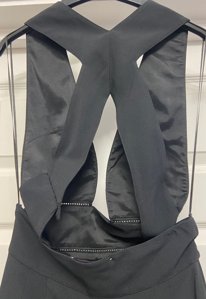 STELLA MCCARTNEY Black Plunge V Neckline Cut Out Detail Sleeveless Jumpsuit UK10