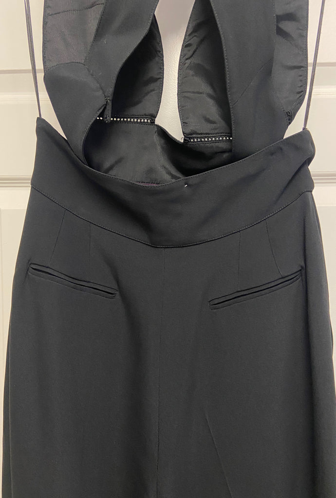 STELLA MCCARTNEY Black Plunge V Neckline Cut Out Detail Sleeveless Jumpsuit UK10