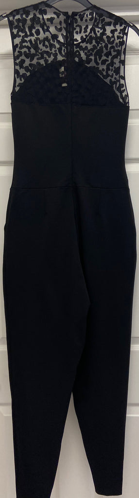 STELLA MCCARTNEY Black Mesh Neckline Sleeveless Tapered Trouser Jumpsuit 40 UK8