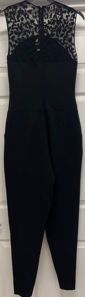 STELLA MCCARTNEY Black Mesh Neckline Sleeveless Tapered Trouser Jumpsuit 40 UK8