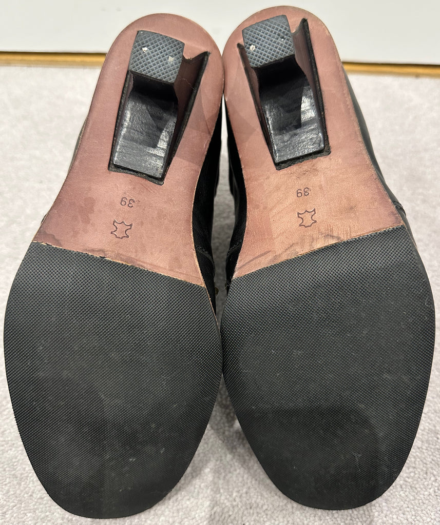 Marithé François Girbaud Black Leather Ankle Boots with Zip Detail - EU 39 UK 6