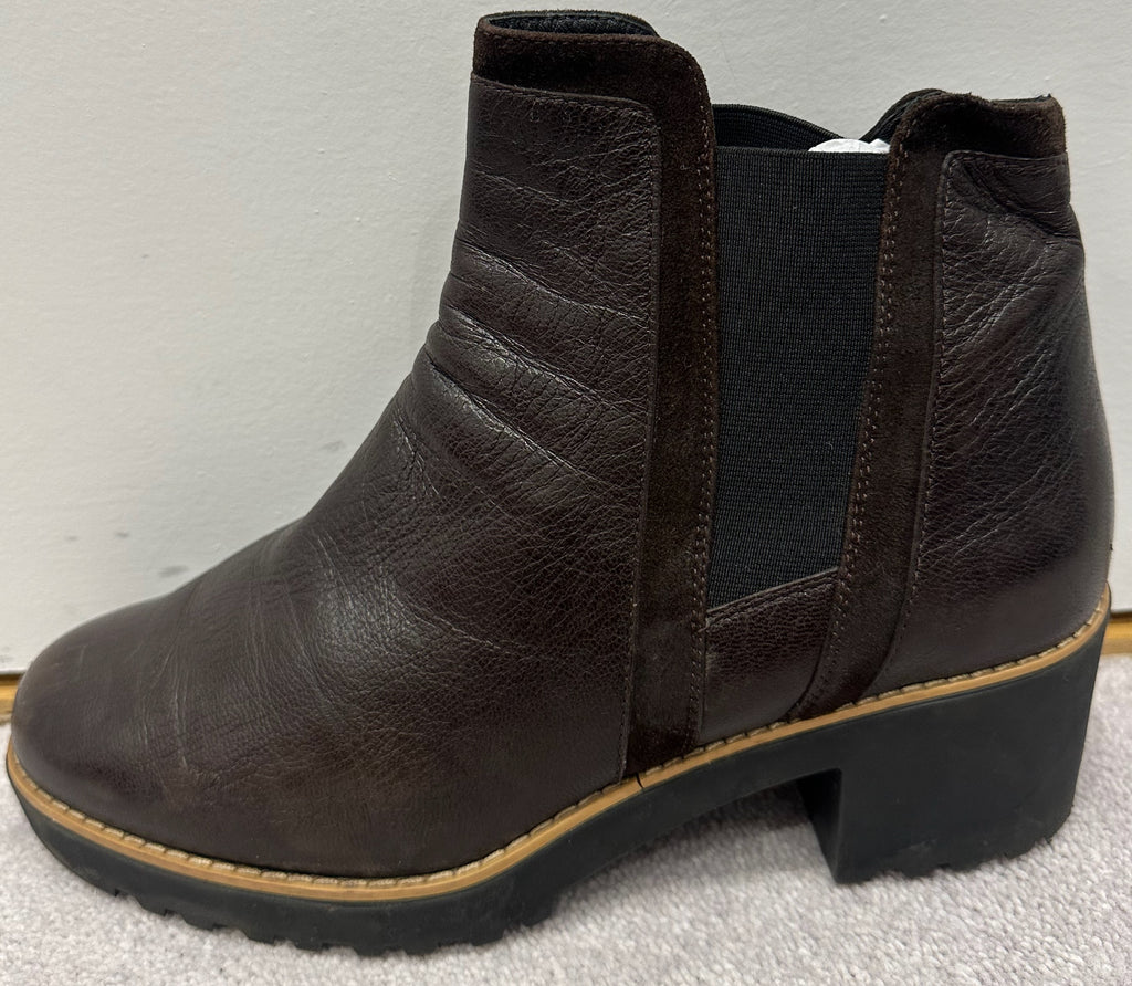 HOGAN Brown Leather Pull On Chunky Rubber Sole Chelsea Ankle Boots EU39.5 UK6.5