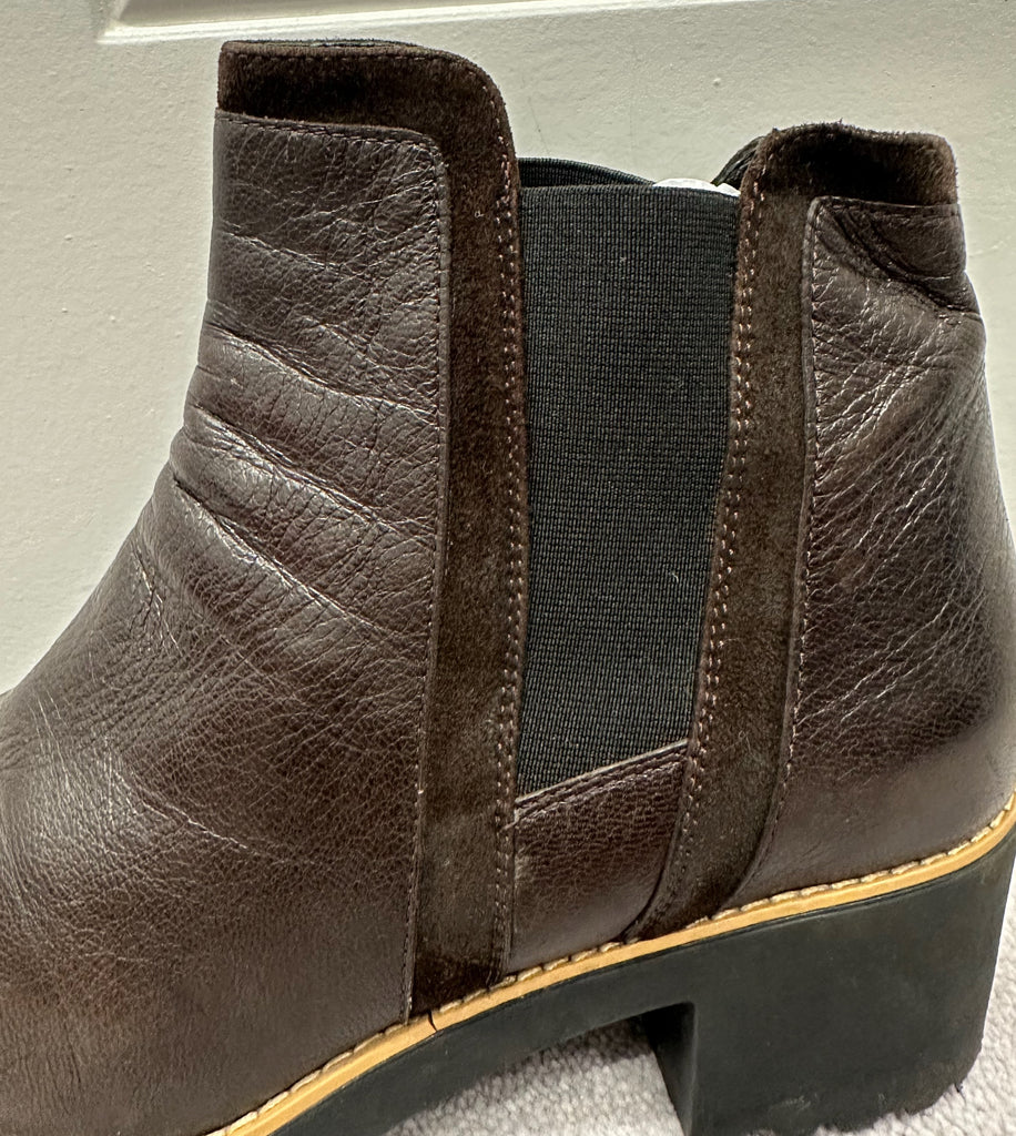 HOGAN Brown Leather Pull On Chunky Rubber Sole Chelsea Ankle Boots EU39.5 UK6.5