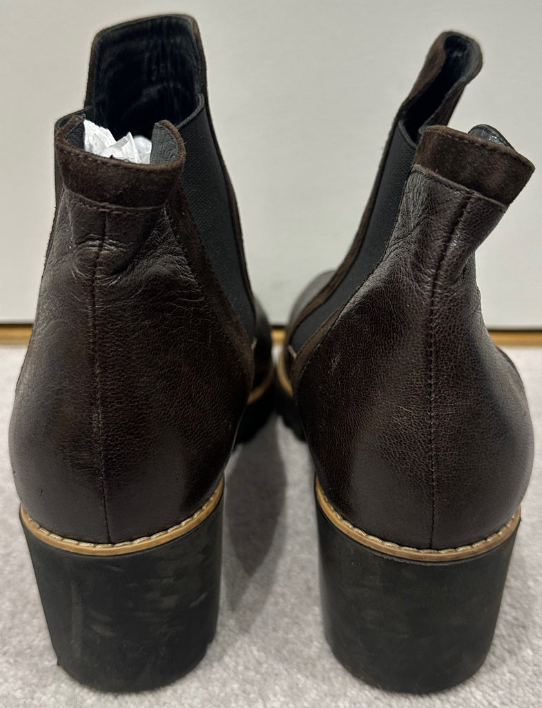 HOGAN Brown Leather Pull On Chunky Rubber Sole Chelsea Ankle Boots EU39.5 UK6.5