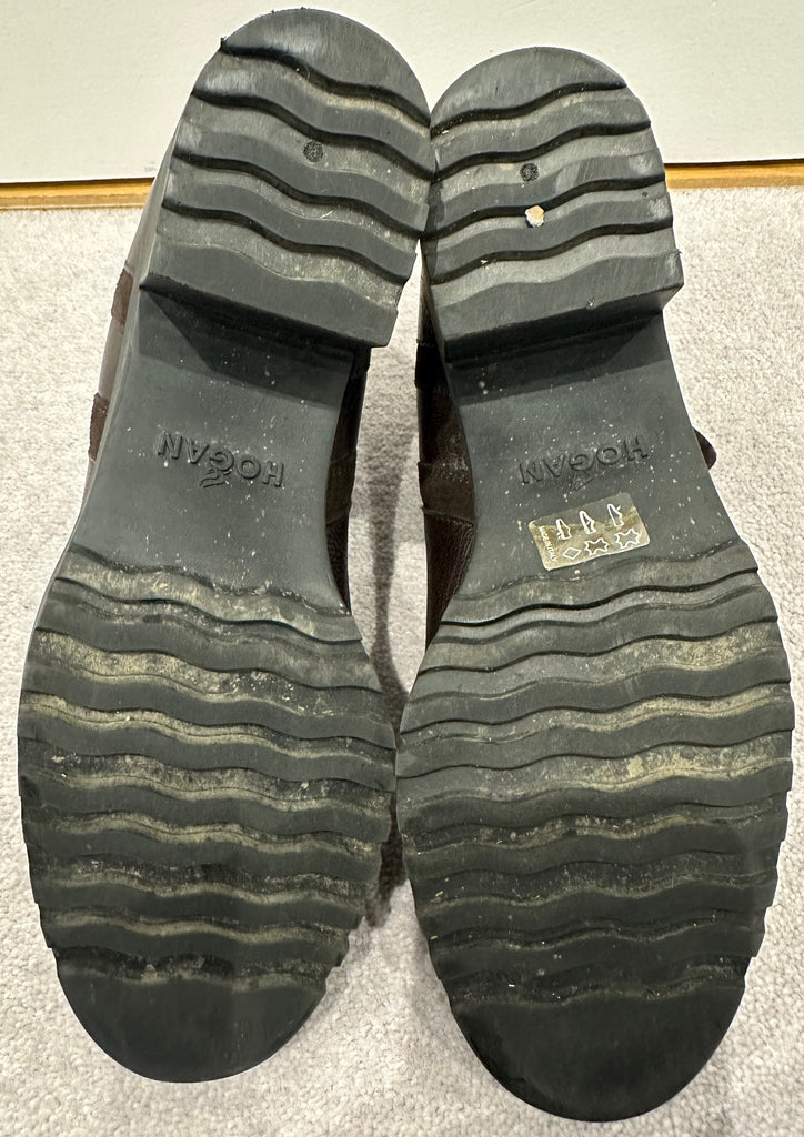 HOGAN Brown Leather Pull On Chunky Rubber Sole Chelsea Ankle Boots EU39.5 UK6.5