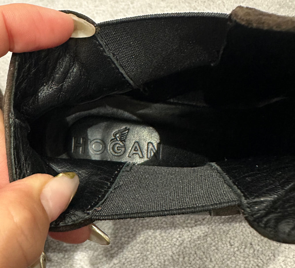 HOGAN Brown Leather Pull On Chunky Rubber Sole Chelsea Ankle Boots EU39.5 UK6.5