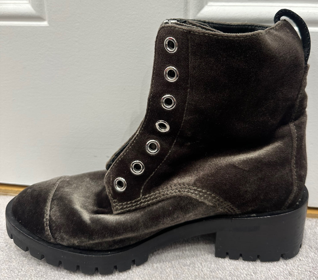 3.1 PHILLIP LIM Brown Velvet Chunky Zip Fastened Ankle Boots EU39 UK6