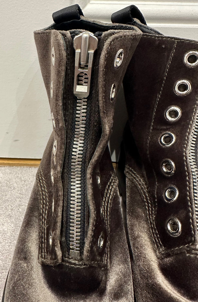 3.1 PHILLIP LIM Brown Velvet Chunky Zip Fastened Ankle Boots EU39 UK6