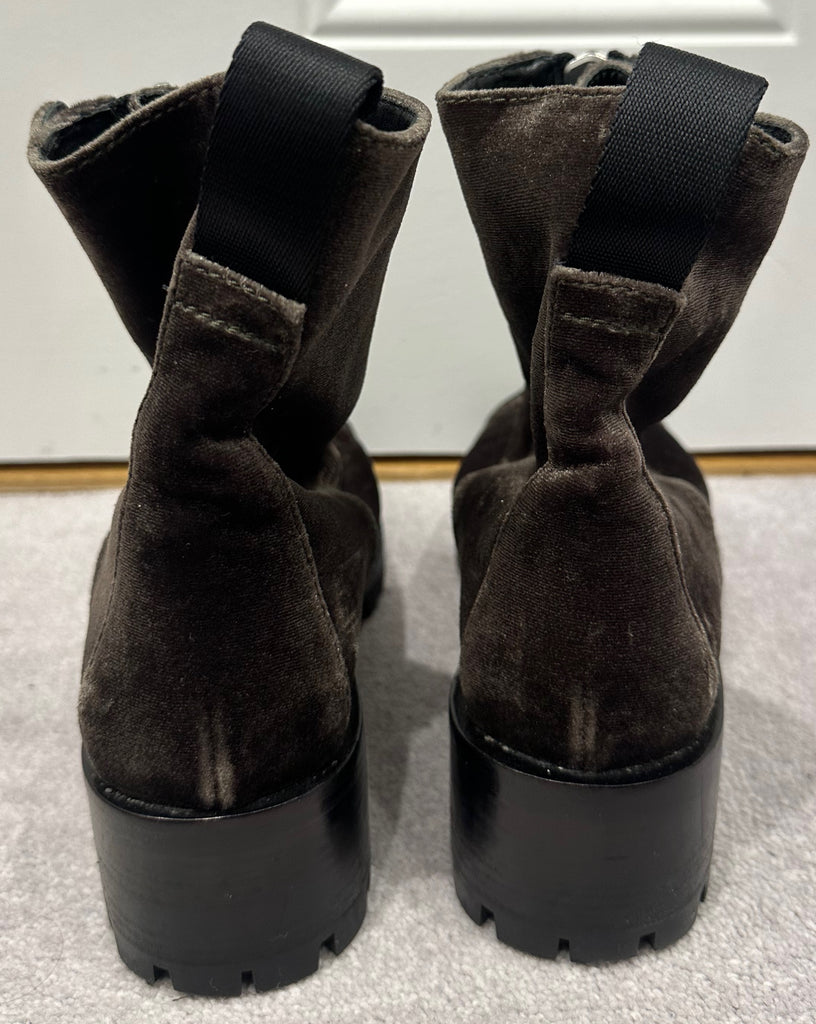 3.1 PHILLIP LIM Brown Velvet Chunky Zip Fastened Ankle Boots EU39 UK6
