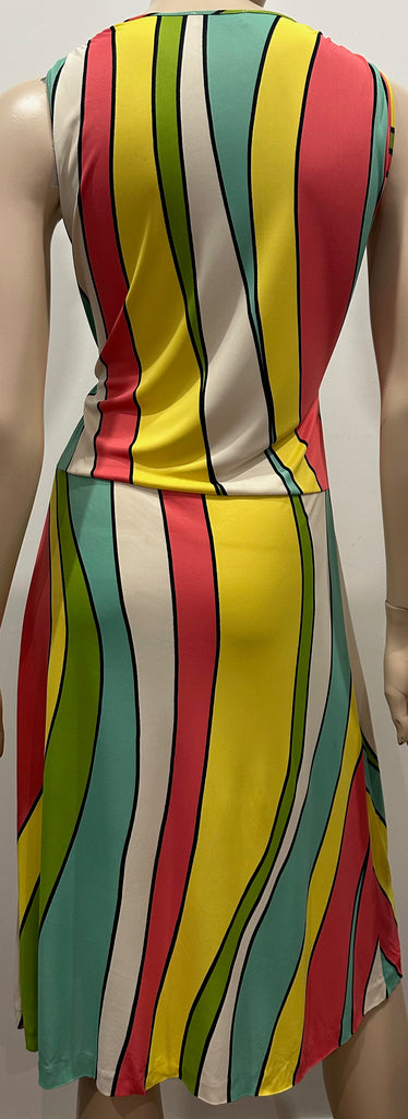 MOSCHINO CHEAP AND CHIC Multicoloured Striped Plunge V Neck Sleeveless Dress