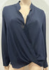 3.1 PHILLIP LIM Navy Blue Silk Crossover V Neck Long Sleeve Blouse Shirt Top US6