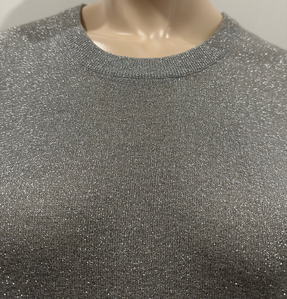 ZADIG & VOLTAIRE DELUXE Silver Metallic Sleeveless Knitwear Tank Vest Jumper Top