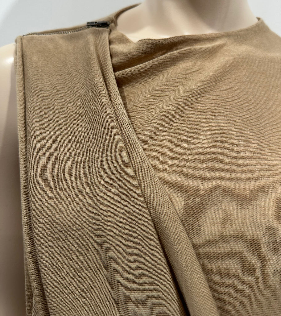 MAISON MARTIN MARGIELA Caramel Brown Sleeveless Draped Knit Jumper Sweater M