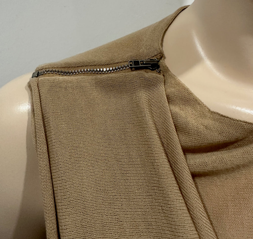 MAISON MARTIN MARGIELA Caramel Brown Sleeveless Draped Knit Jumper Sweater M