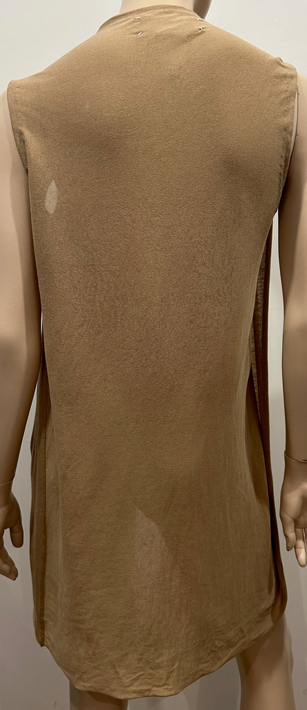 MAISON MARTIN MARGIELA Caramel Brown Sleeveless Draped Knit Jumper Sweater M