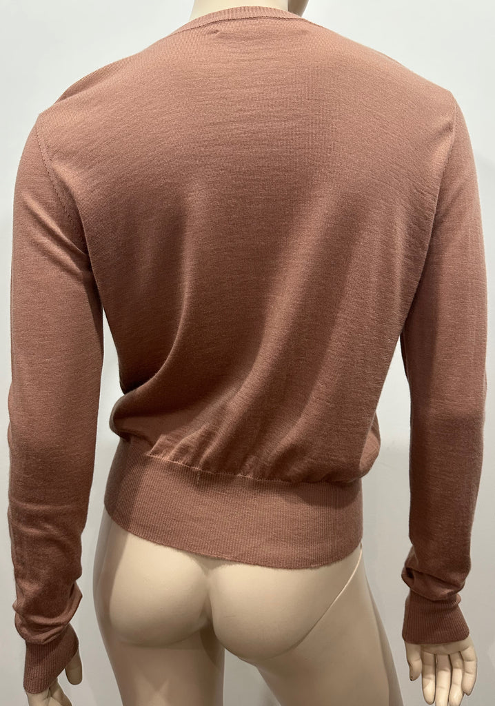 MARNI Dusky Pink 100% Cashmere Round Neck Knitwear Cardigan Top 40 UK8