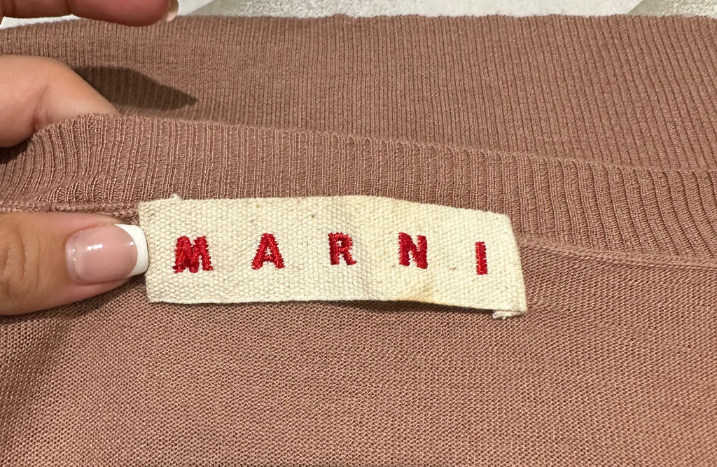 MARNI Dusky Pink 100% Cashmere Round Neck Knitwear Cardigan Top 40 UK8