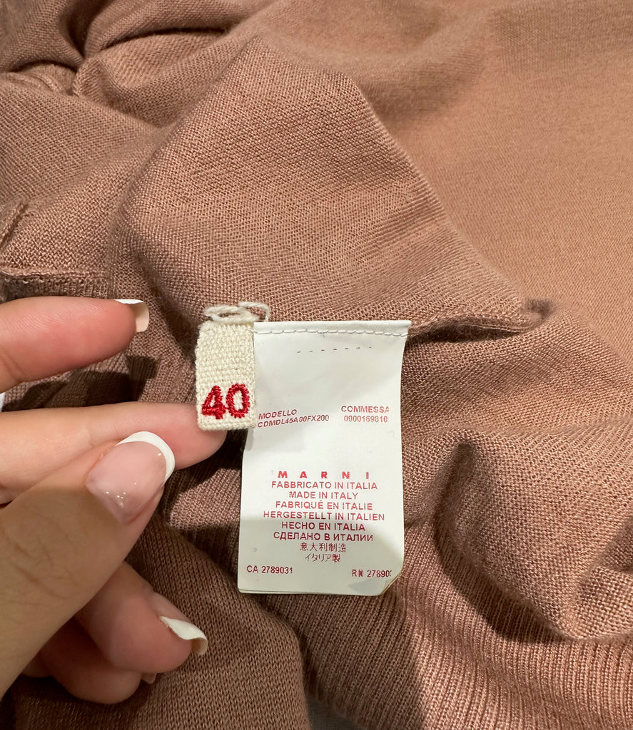 MARNI Dusky Pink 100% Cashmere Round Neck Knitwear Cardigan Top 40 UK8