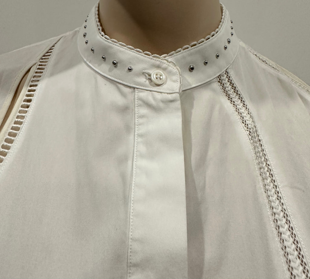 3.1 PHILLIP LIM White Cotton One Shoulder Long Sleeve Embroidered Blouse Shirt 4