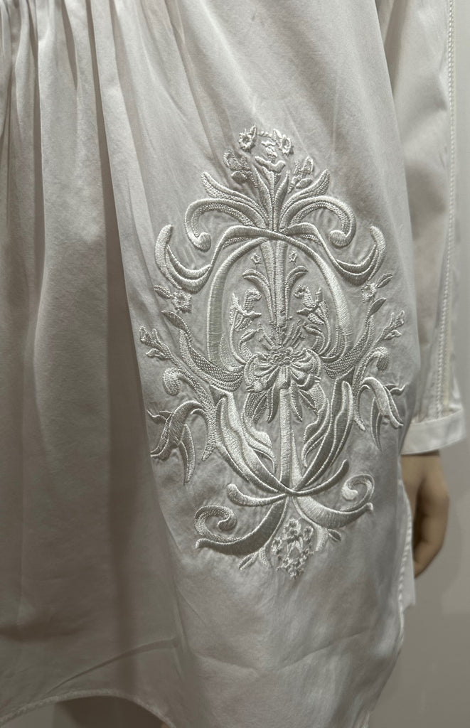 3.1 PHILLIP LIM White Cotton One Shoulder Long Sleeve Embroidered Blouse Shirt 4
