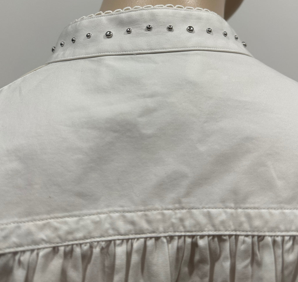 3.1 PHILLIP LIM White Cotton One Shoulder Long Sleeve Embroidered Blouse Shirt 4