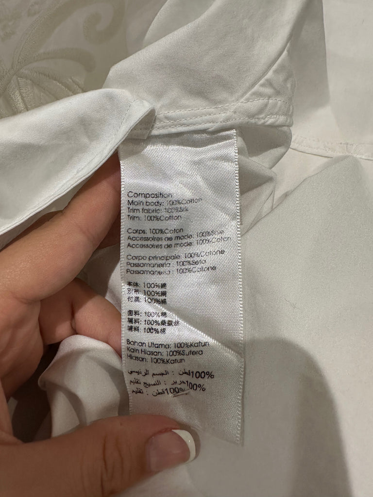 3.1 PHILLIP LIM White Cotton One Shoulder Long Sleeve Embroidered Blouse Shirt 4