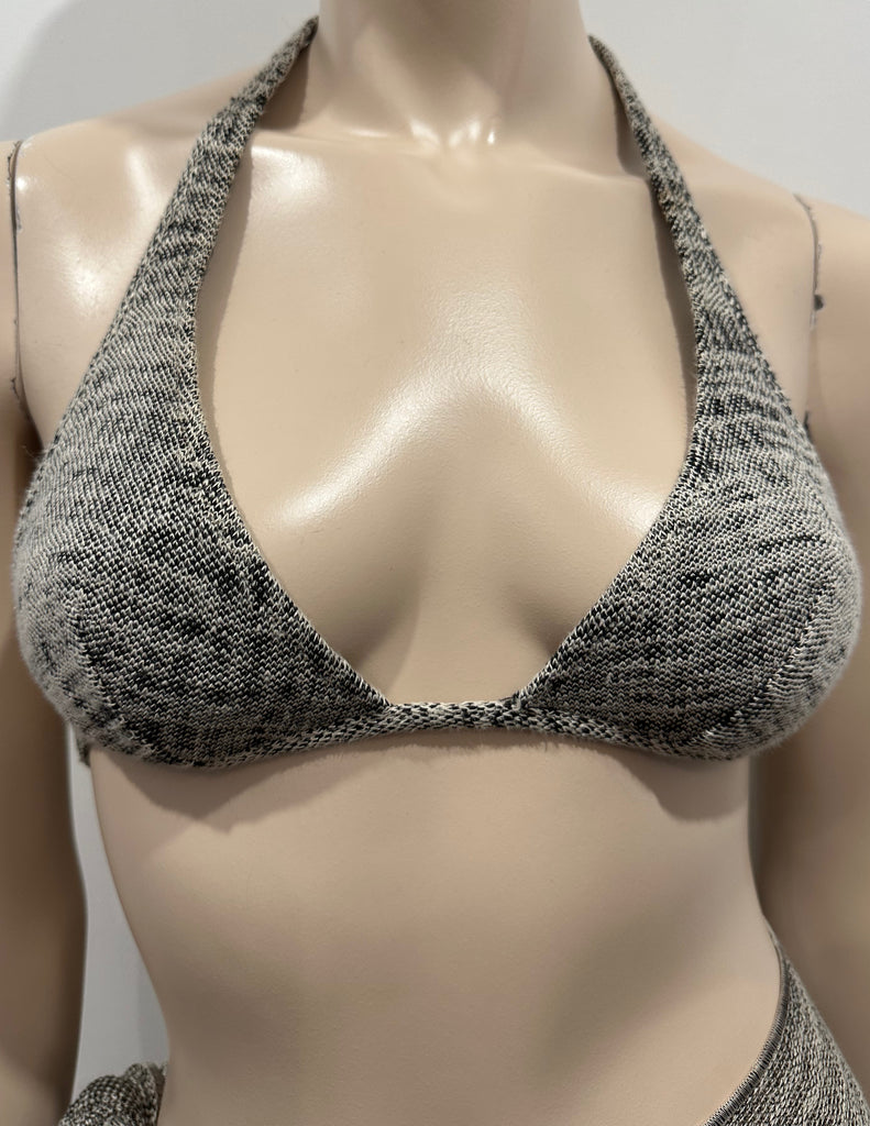 LA PERLA Black White 3 PCE Bikini Top Briefs & Sarong Skirt Beach Swimwear Set