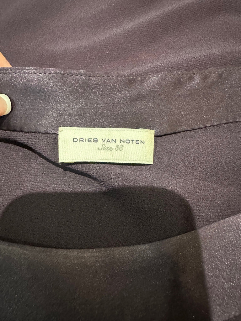 DRIES VAN NOTEN Black Sheer Red Sequin Bead Detail Short Sleeve Blouse Shirt Top