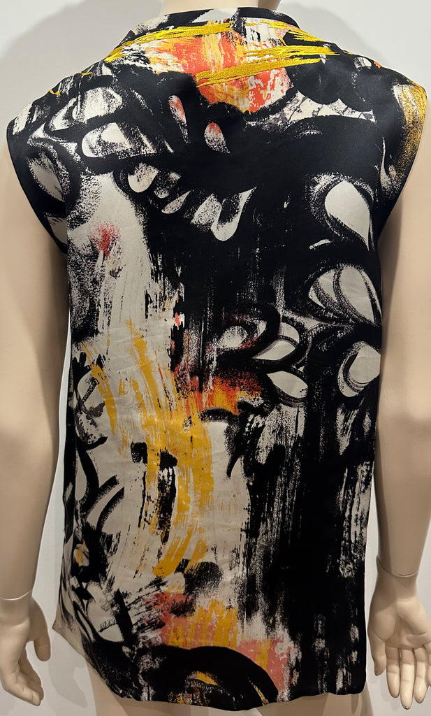 3.1 PHILLIP LIM Multi Colour Silk Abstract Print Sequin Sleeveless Blouse Top 4