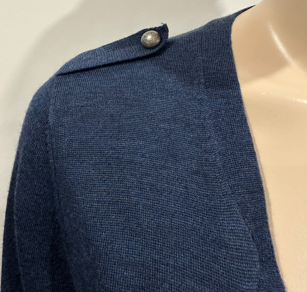 ZADIG & VOLTAIRE Navy Blue 100% Merino Wool V Neck Long Sleeve Knitwear Cardigan