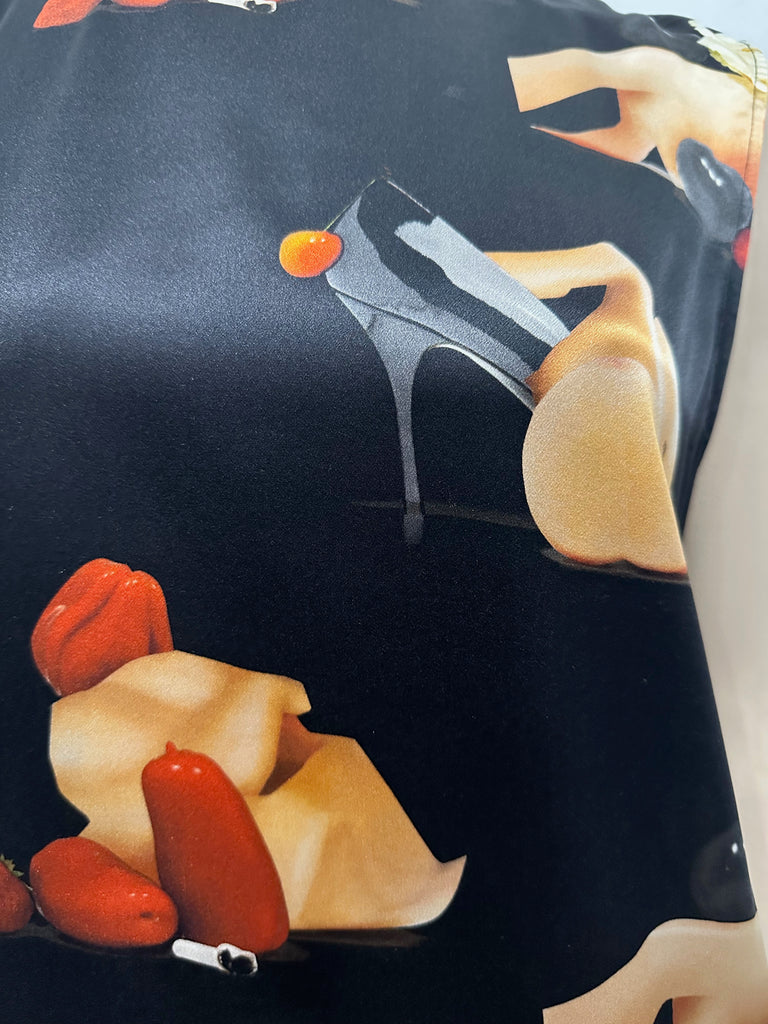 ACNE STUDIOS Black Multi Colour Silk Belvidere Printed Short Sleeveless Dress FR38 UK10