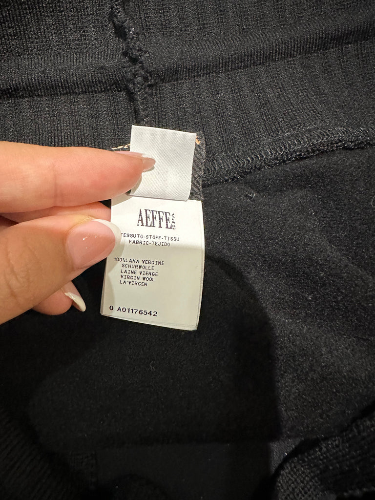 JEAN PAUL GAULTIER FEMME Grey & Black Wool Blend Elasticated Waist Pencil Skirt