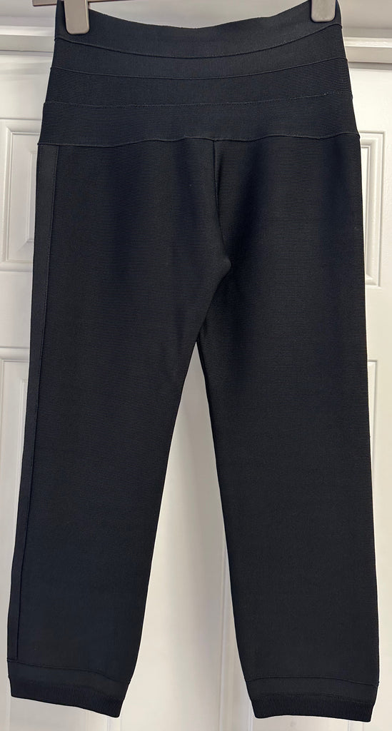 HERVE LEGER Women's Black V Waist Slim Fit Cropped Capri Trousers Leggings Pants