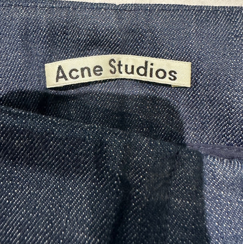 ACNE STUDIOS Blue MUROL Cotton Denim Wide Fit Cropped Capri Flare Jeans 36 UK8