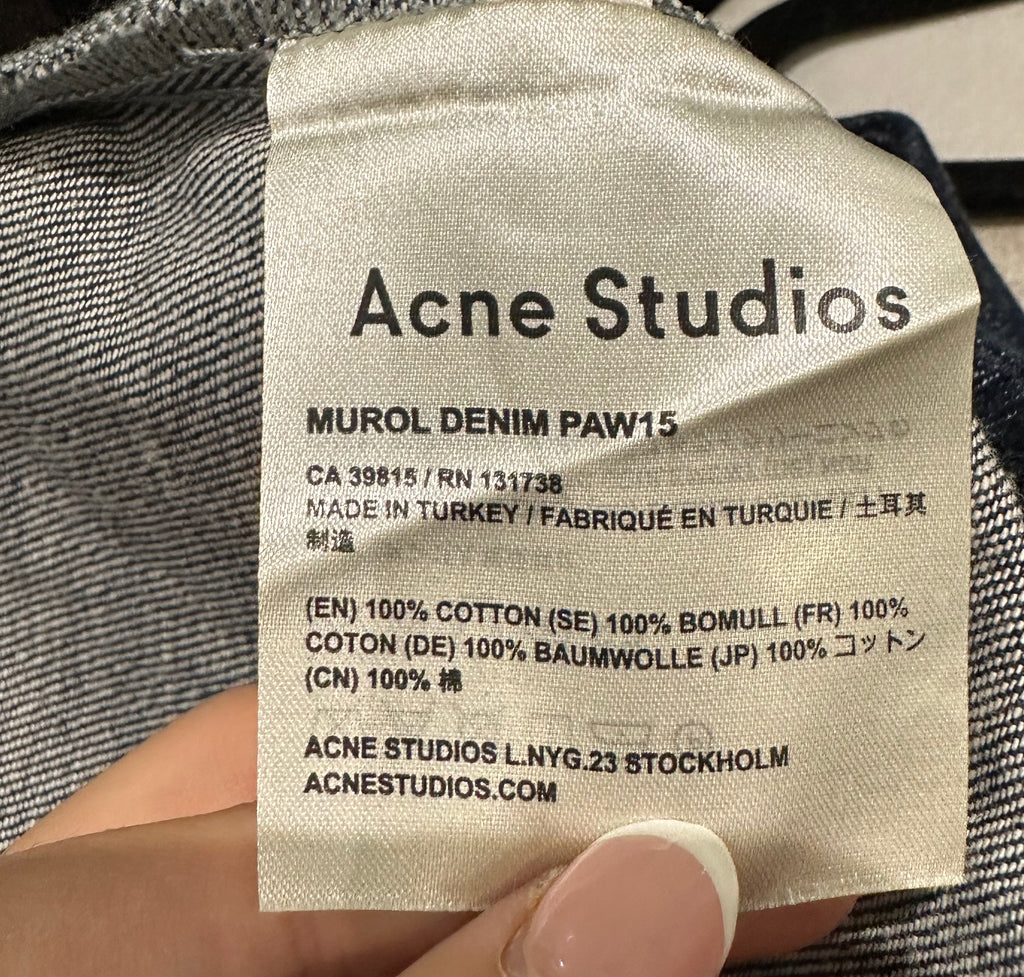 ACNE STUDIOS Blue MUROL Cotton Denim Wide Fit Cropped Capri Flare Jeans 36 UK8