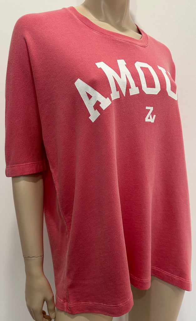ZADIG & VOLTAIRE Pink PORTLAND AMOUR Cotton Modal Sweater Top XS