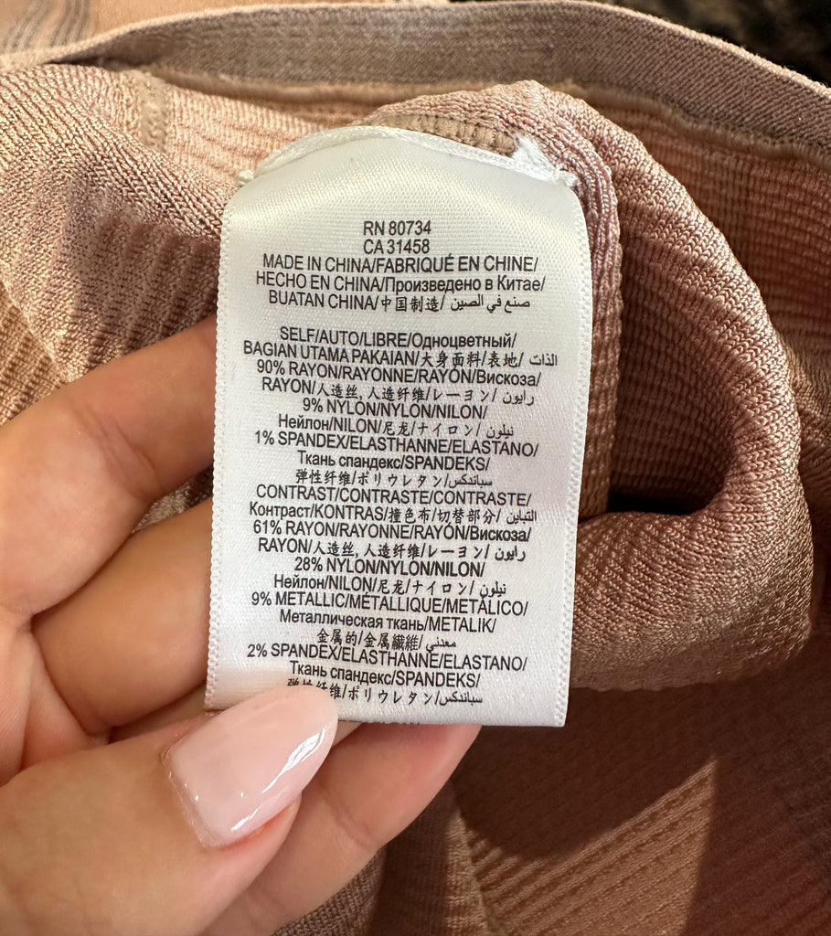 HERVE LEGER Dusky Pink & Blue Stitch Detail Bandage Bodycon Short Mini Dress XS