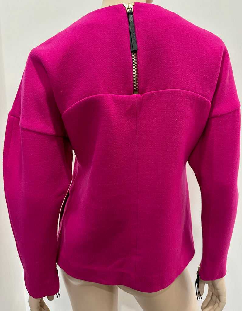 MARNI Hot Pink Wool Blend Crew Neck Long Sleeve Jumper Sweater Top FR38 UK10