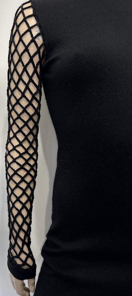 PRINGLE OF SCOTLAND Black Silk & Angora Blend Polo Neck Knitwear Jumper Dress M