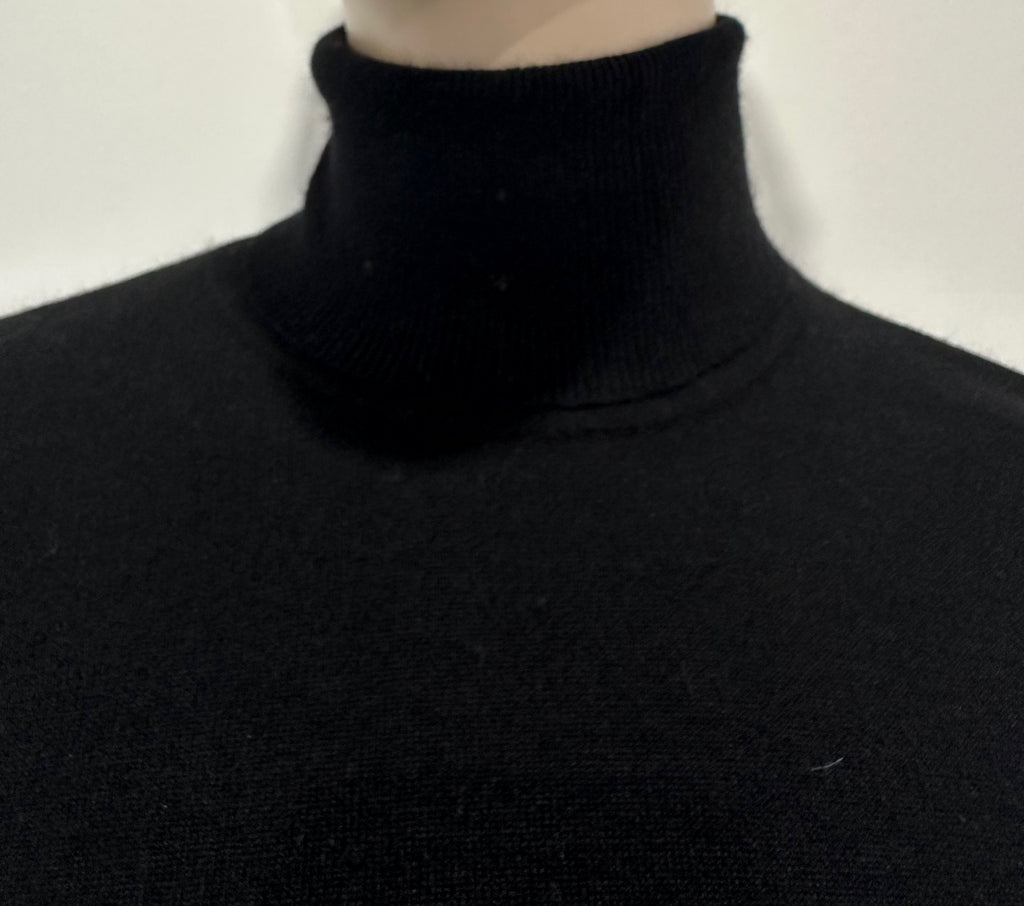PRINGLE OF SCOTLAND Black Silk & Angora Blend Polo Neck Knitwear Jumper Dress M