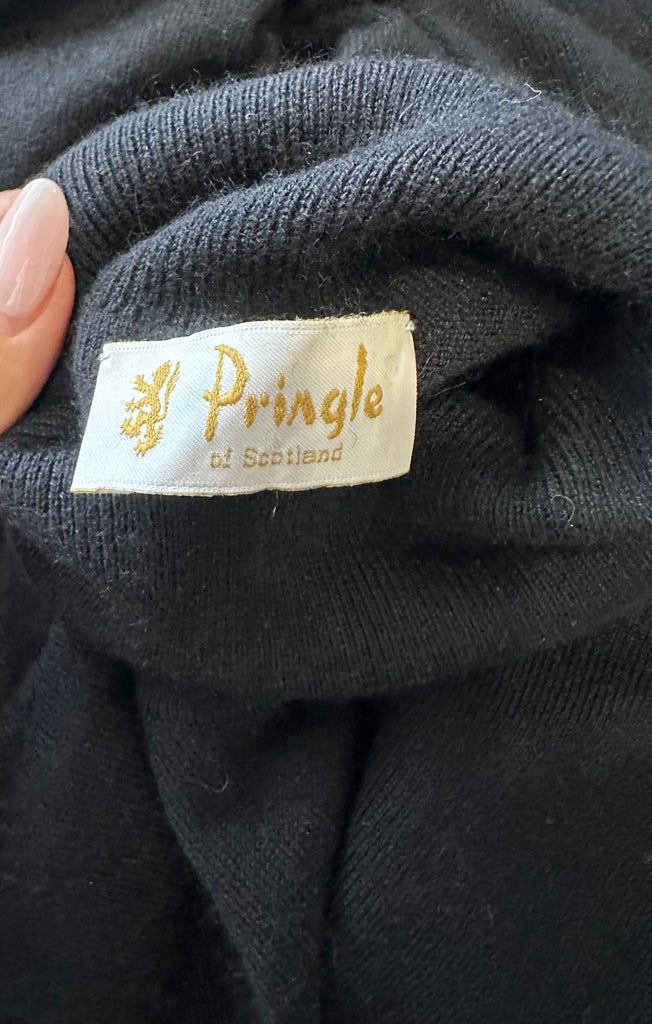 PRINGLE OF SCOTLAND Black Silk & Angora Blend Polo Neck Knitwear Jumper Dress M