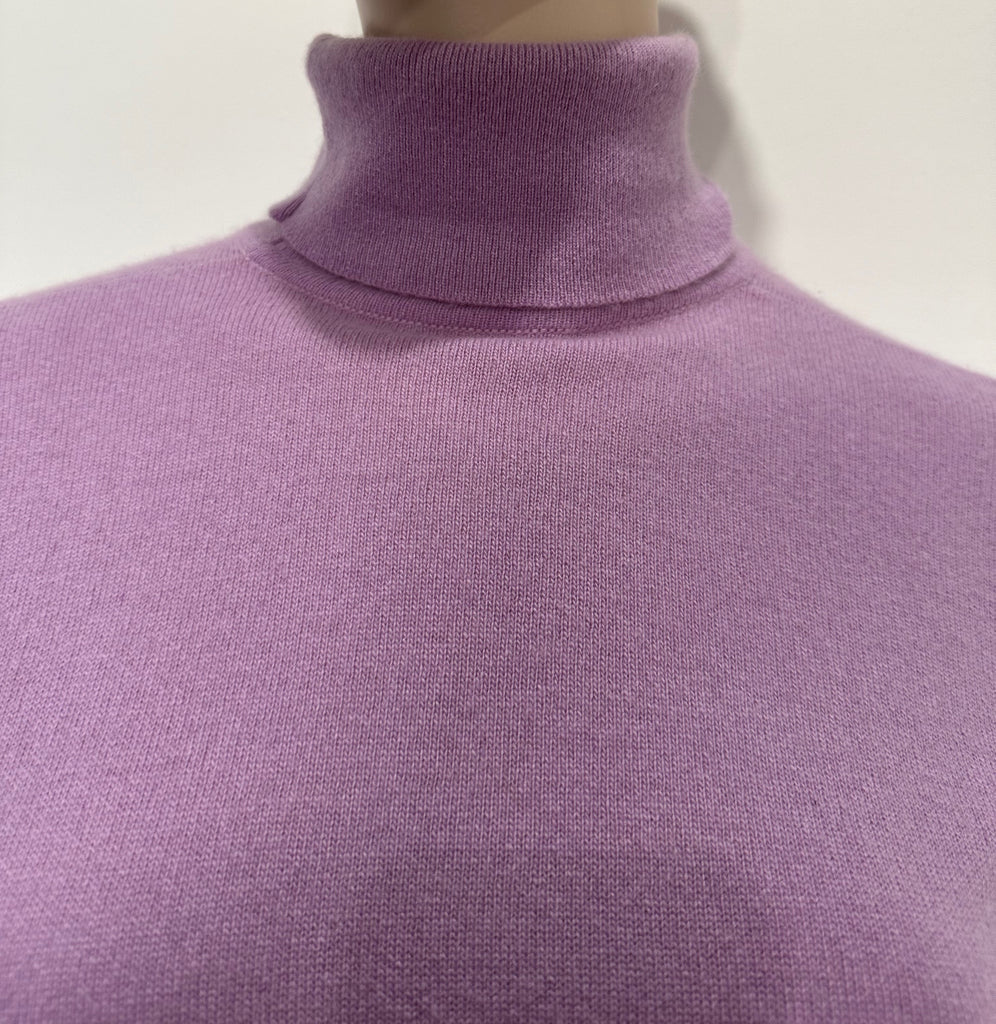 BERK CASHMERE BY BALLANTYNE Lavender Purple Cashmere Polo Turtle Neck Jumper 4