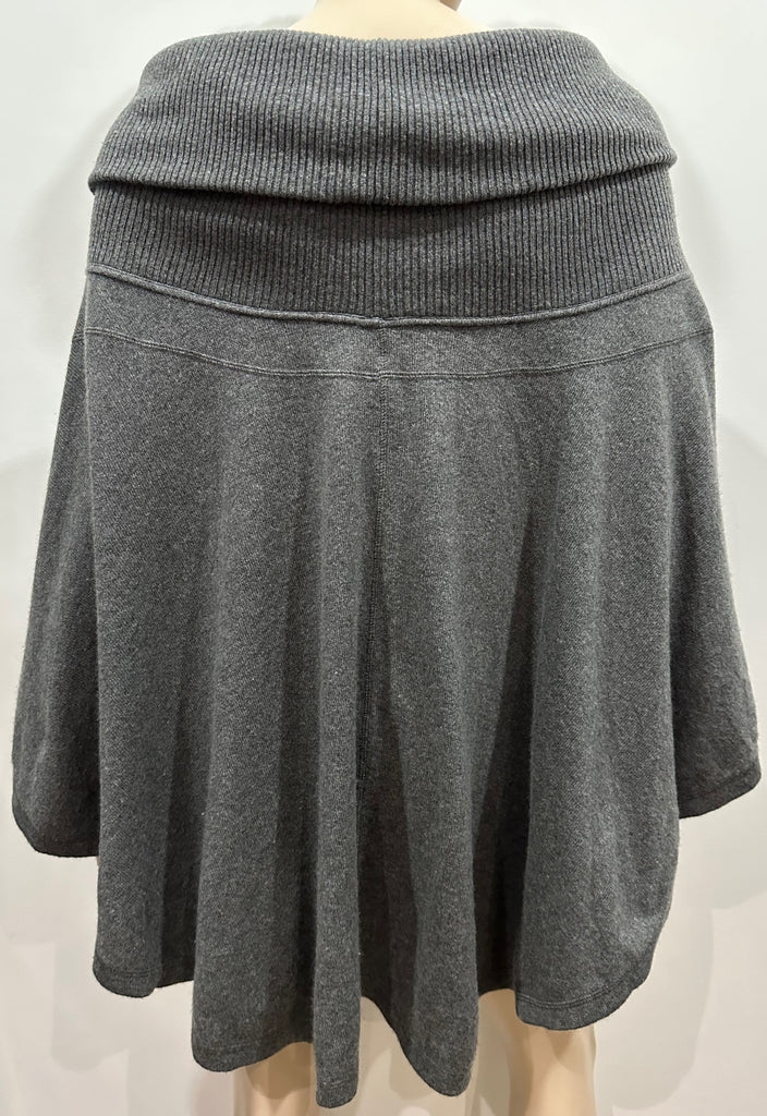 ALESSANDRO DELL' ACQUA Charcoal Grey Wool Blend Zip Fastened Cardigan Poncho