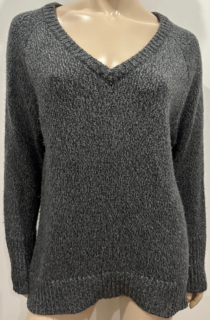 T ALEXANDER WANG Charcoal Grey Chunky Knit Long Sleeve Jumper Sweater Top M
