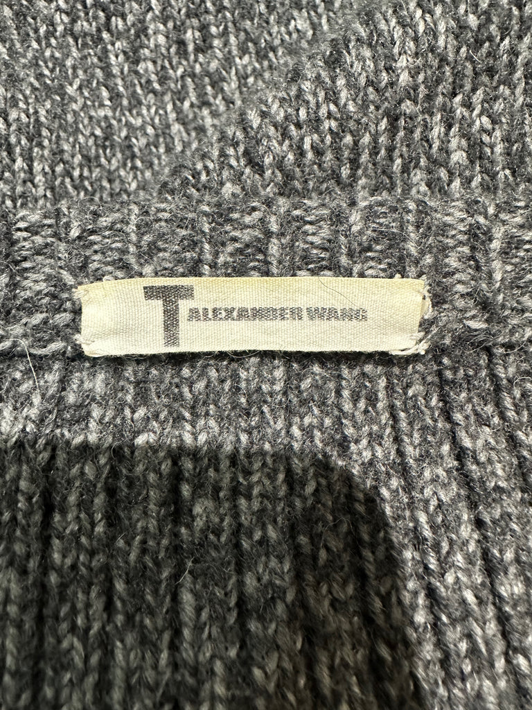 T ALEXANDER WANG Charcoal Grey Chunky Knit Long Sleeve Jumper Sweater Top M