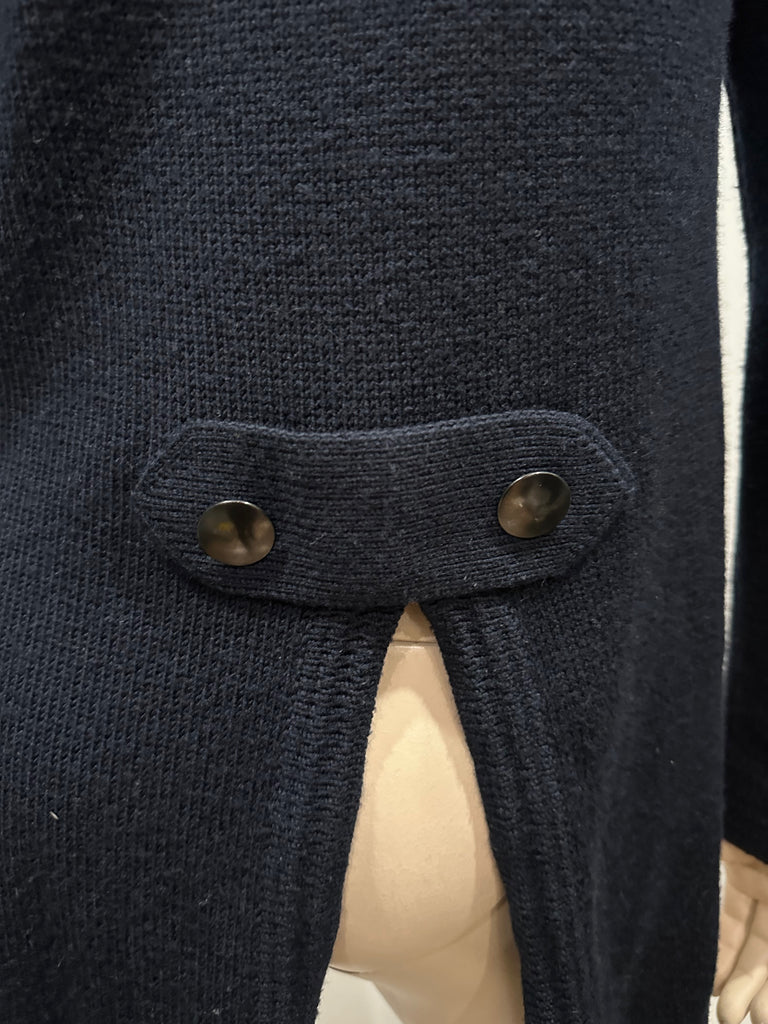 3.1 PHILLIP LIM Navy Blue Merino Wool Military Style Knitwear Zipper Cardigan Ja